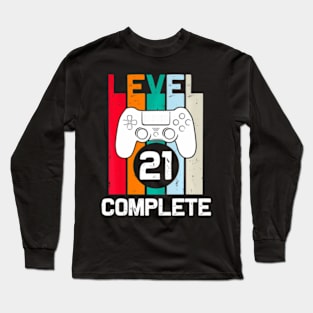 Level 21 Complete 21st Birthday  for Him Video Long Sleeve T-Shirt